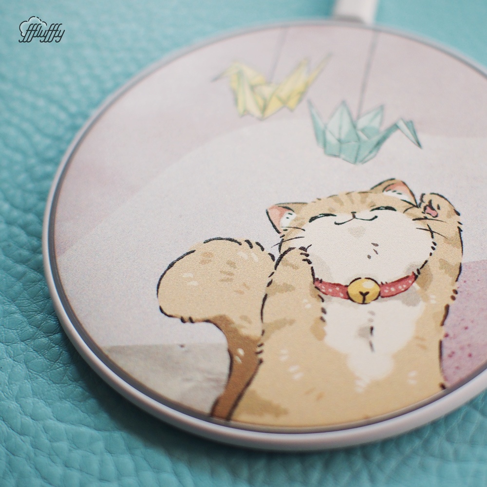 Qiワイヤレス充電器- 紙クレーン, 猫