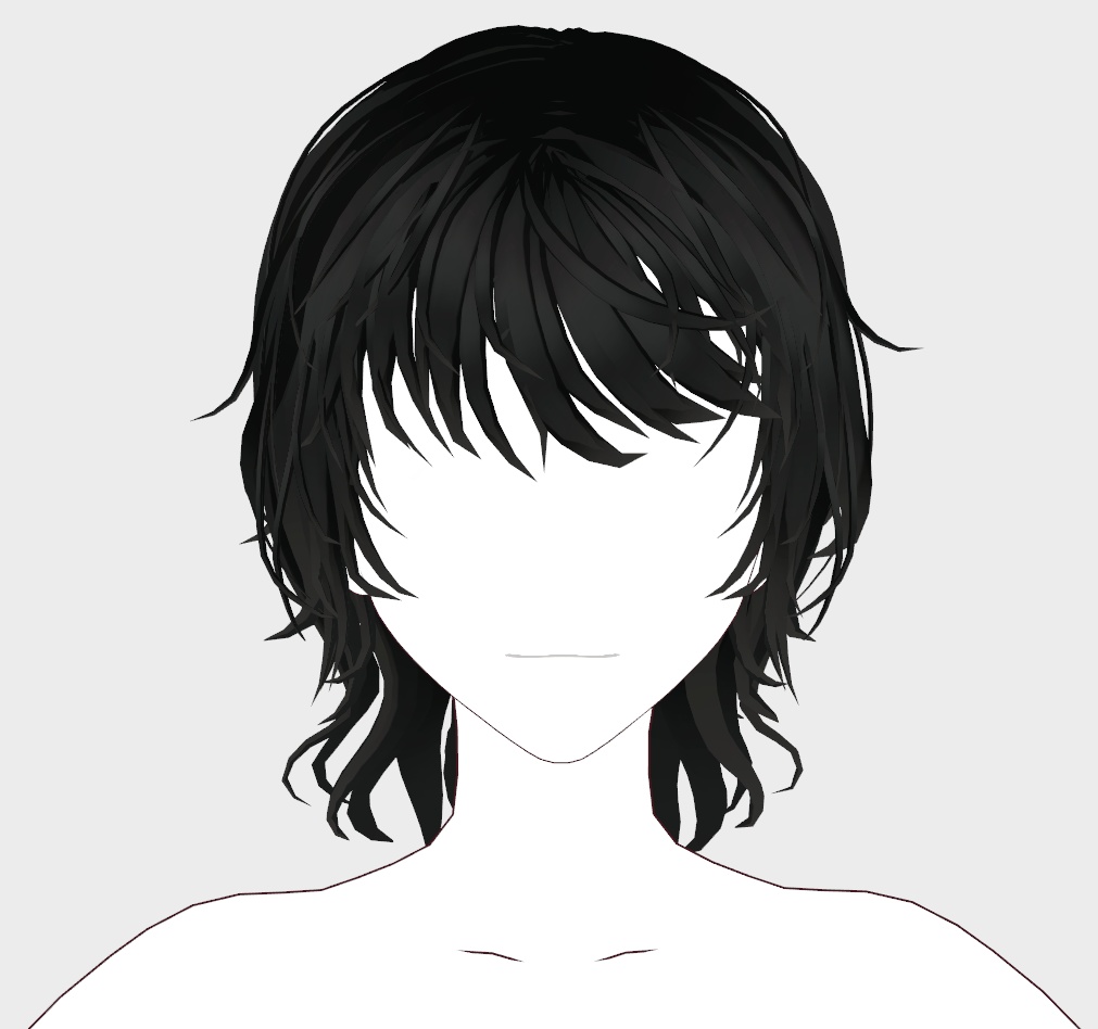 Vroid black wolfcut hair 🐺