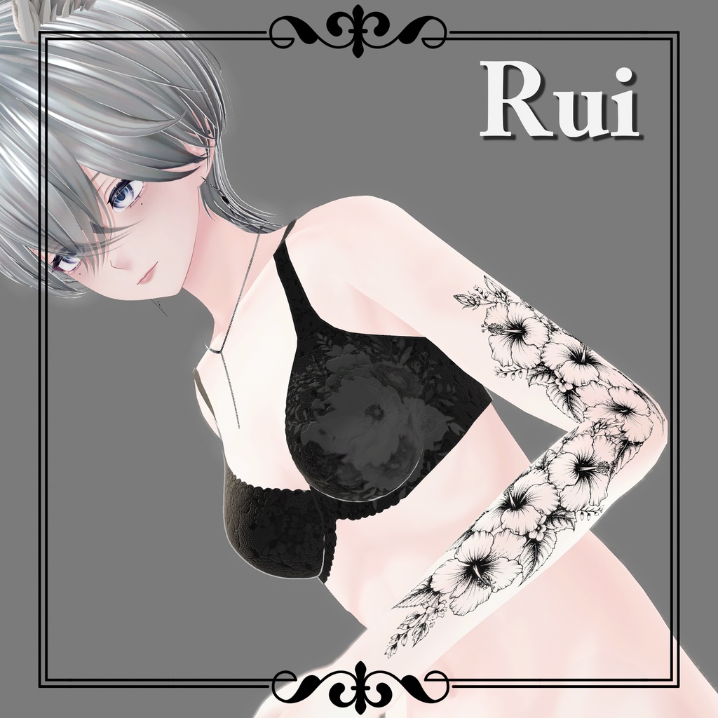 Neon Arm tatto Hibiscus 01 Textures【タトゥー/デカール】