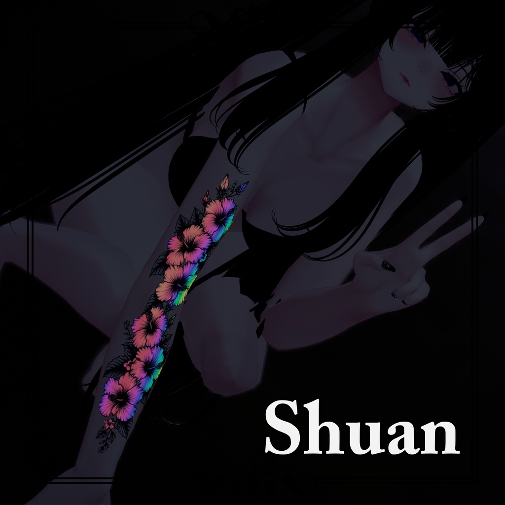 Neon Arm tatto Hibiscus 01 Textures【タトゥー/デカール】