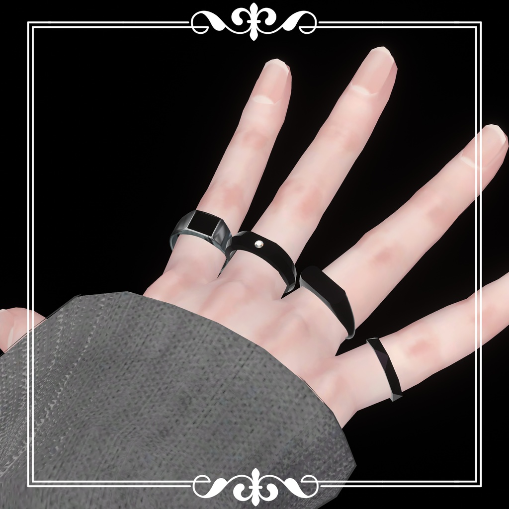 NOIR Ring Set 001【VRChat向けアクセサリー】