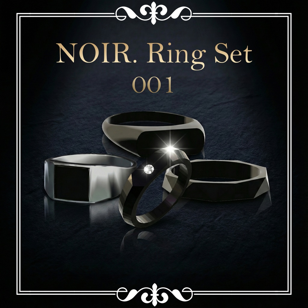 NOIR Ring Set 001【VRChat向けアクセサリー】