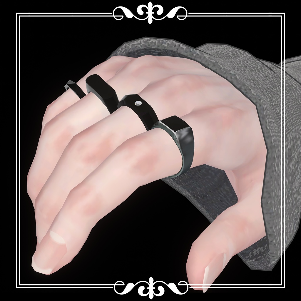 NOIR Ring Set 001【VRChat向けアクセサリー】