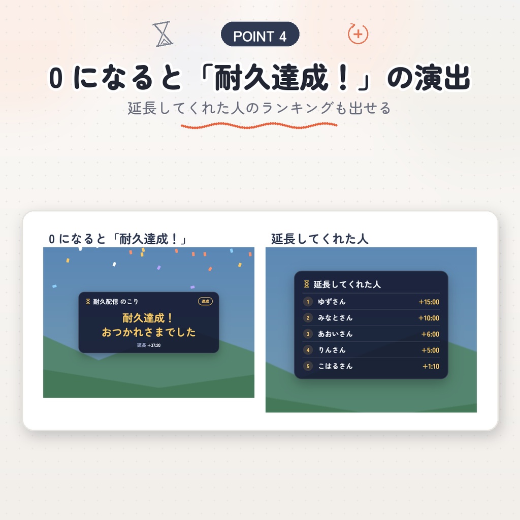 【わんコメ用】耐久タイマー|初見さん・スパチャ・言葉のコメントで残り時間がのびる|延長の記録・ランキングつき