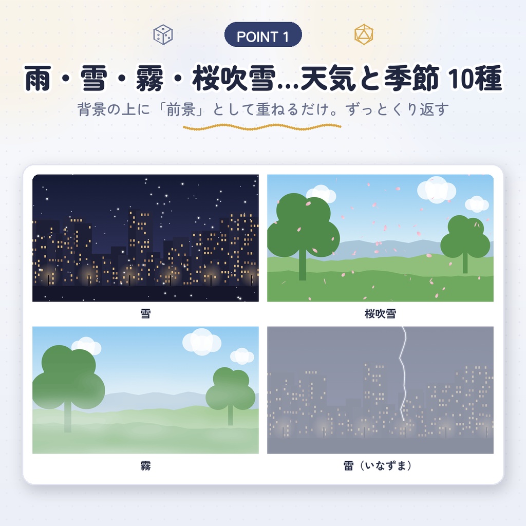 【ココフォリア用】動く演出素材67種|天気・光・シーン切り替え・カットイン|APNG+WebP・全部1MB以下【無料サンプルあり】