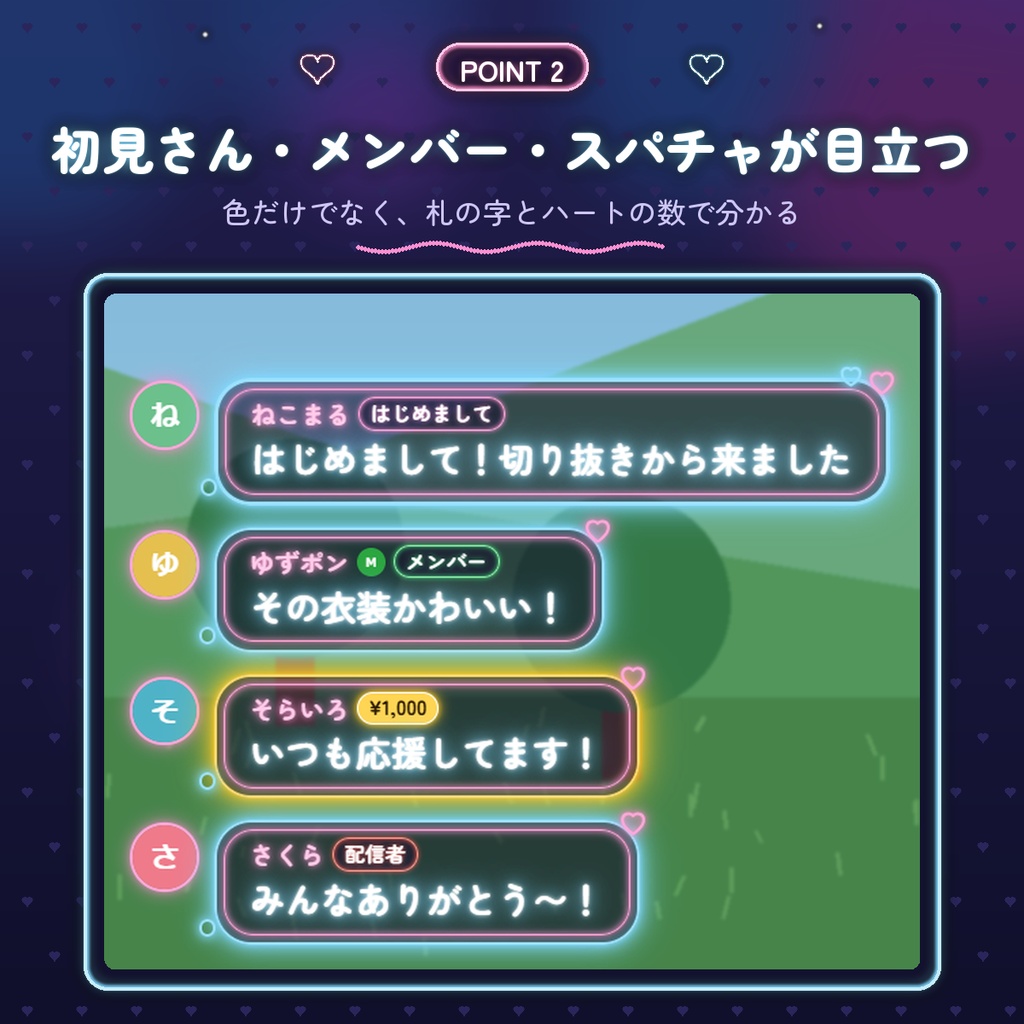 【わんコメ用】ネオンのコメント欄|吹き出し4種×6色・初見さんやスパチャも目立つ|大きなネオンのわくも