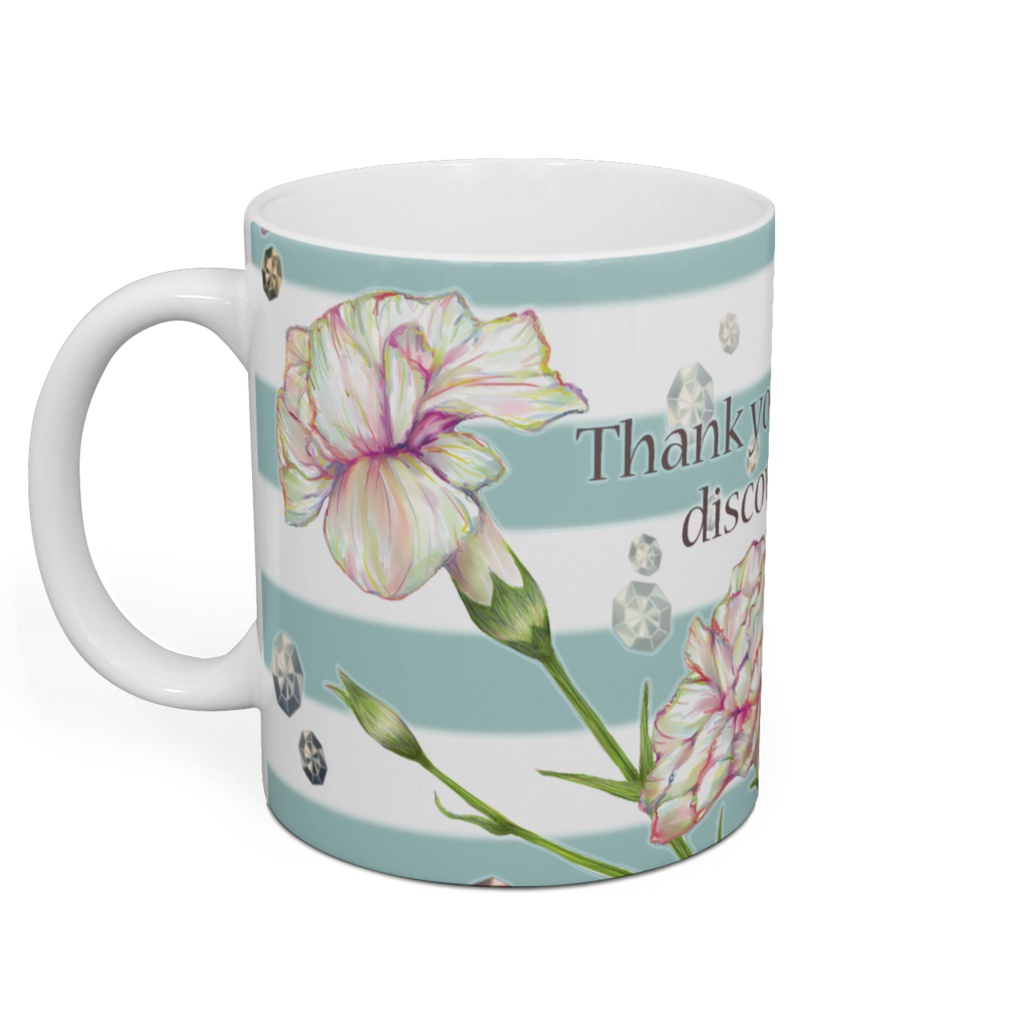 宝石とカーネーション ストライプマグカップ