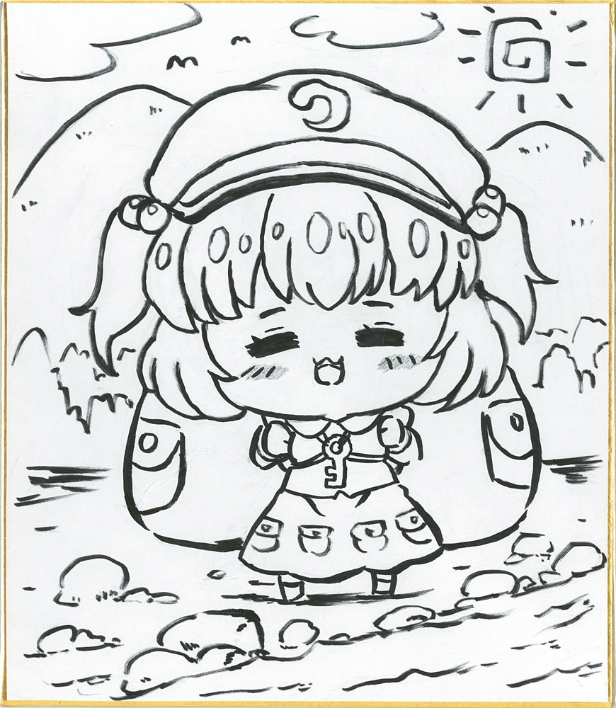 東方手描き色紙　【河城にとり】　中サイズ色紙（21×18㎝）