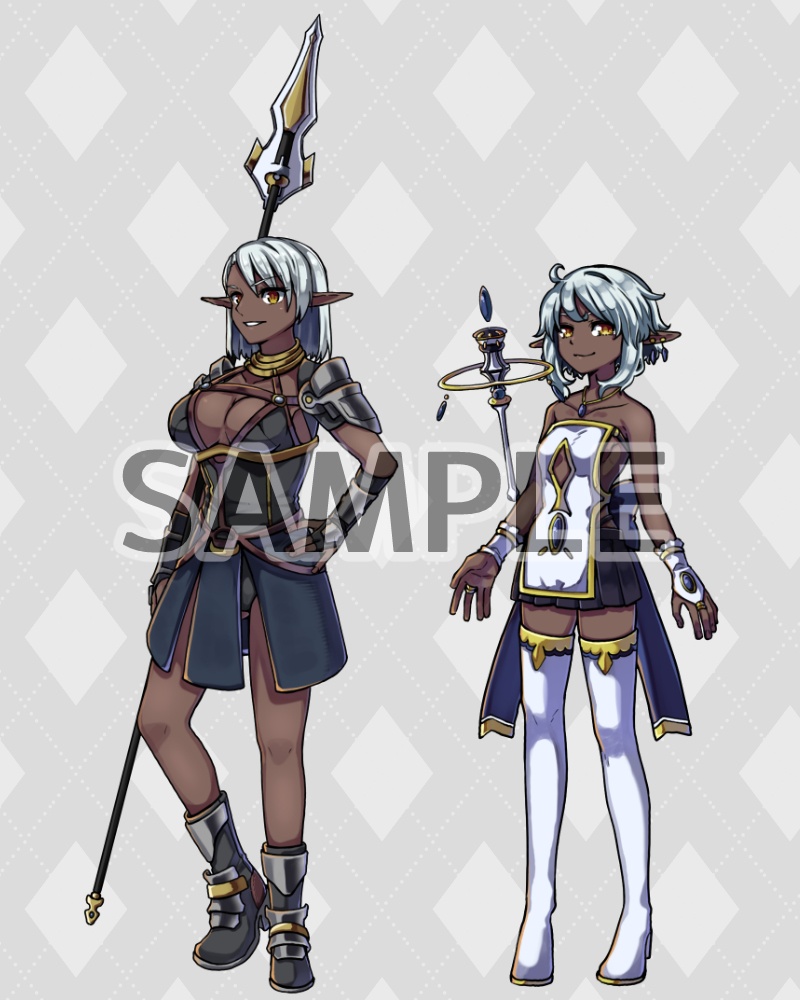 ファンタジーキャラクター 立ち絵素材 ダークエルフ冒険者(女性)