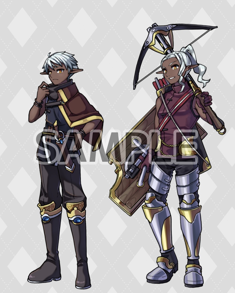 ファンタジーキャラクター立ち絵素材 ダークエルフ冒険者(男性)