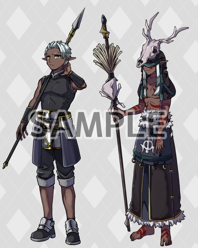 ファンタジーキャラクター立ち絵素材 ダークエルフ冒険者(男性)