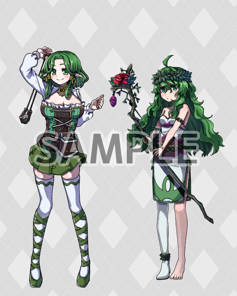 ファンタジーキャラクター立ち絵素材 ウッドエルフ冒険者(女性)