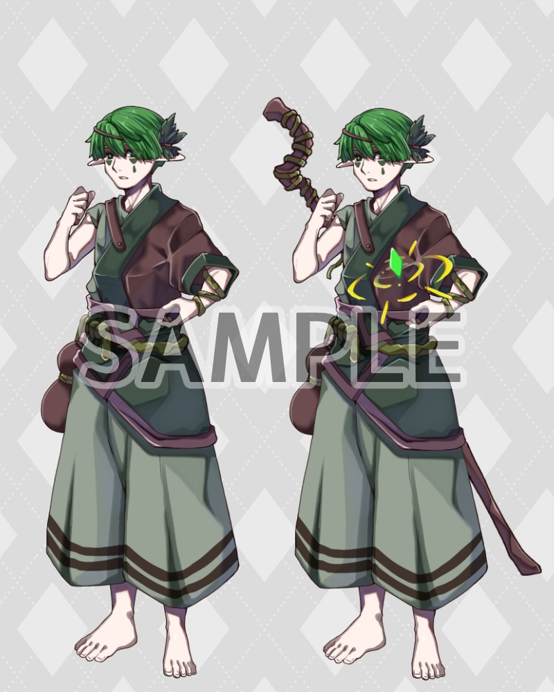 ファンタジーキャラクター立ち絵素材 ウッドエルフ冒険者(男性)