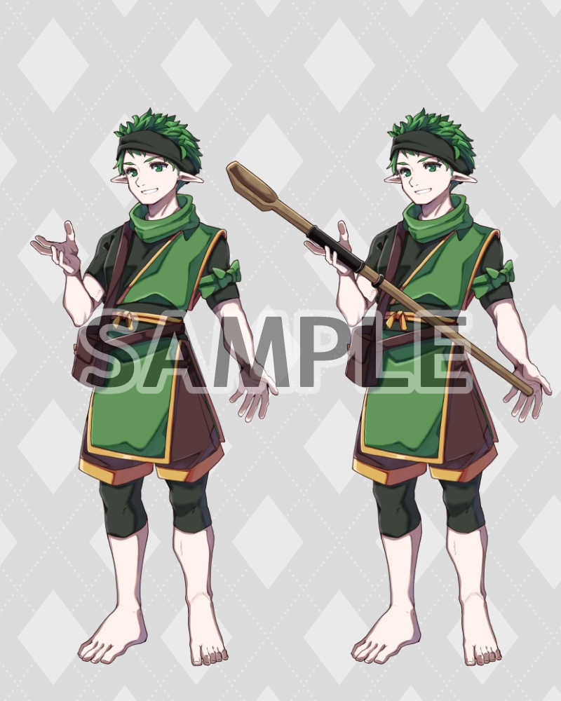 ファンタジーキャラクター立ち絵素材 ウッドエルフ冒険者(男性)