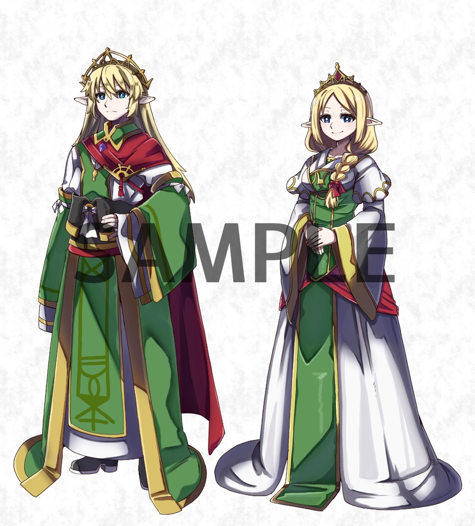 ファンタジーキャラクター立ち絵素材エルフ王族