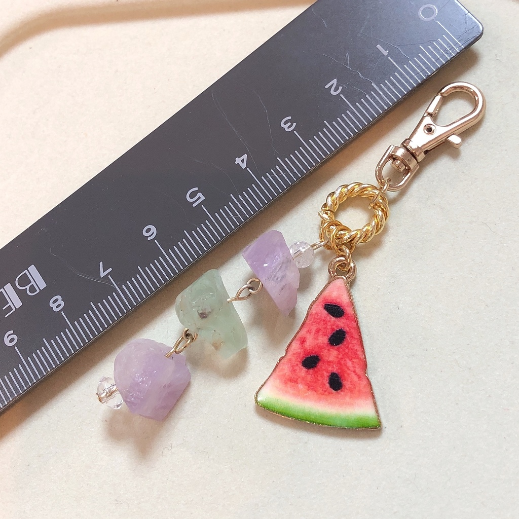 スイカと天然石のチャーム
