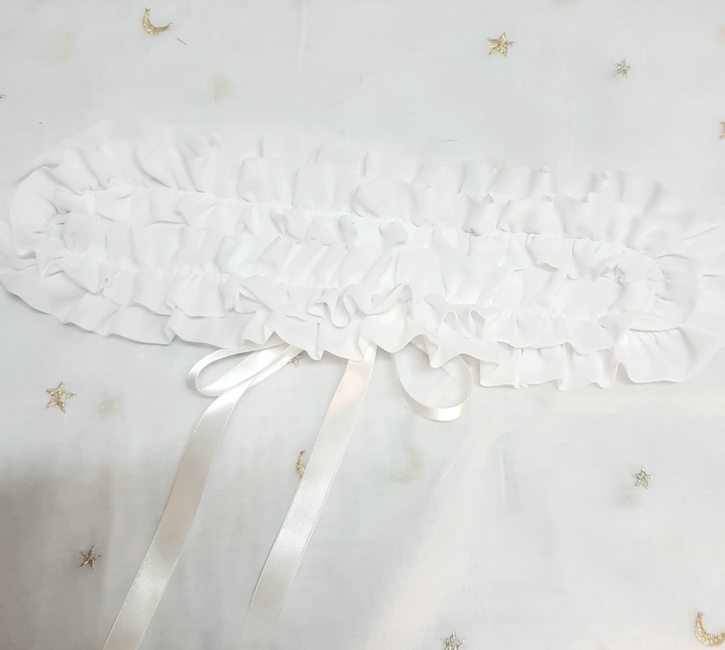 白シフォンダブルフリルヘッドドレス