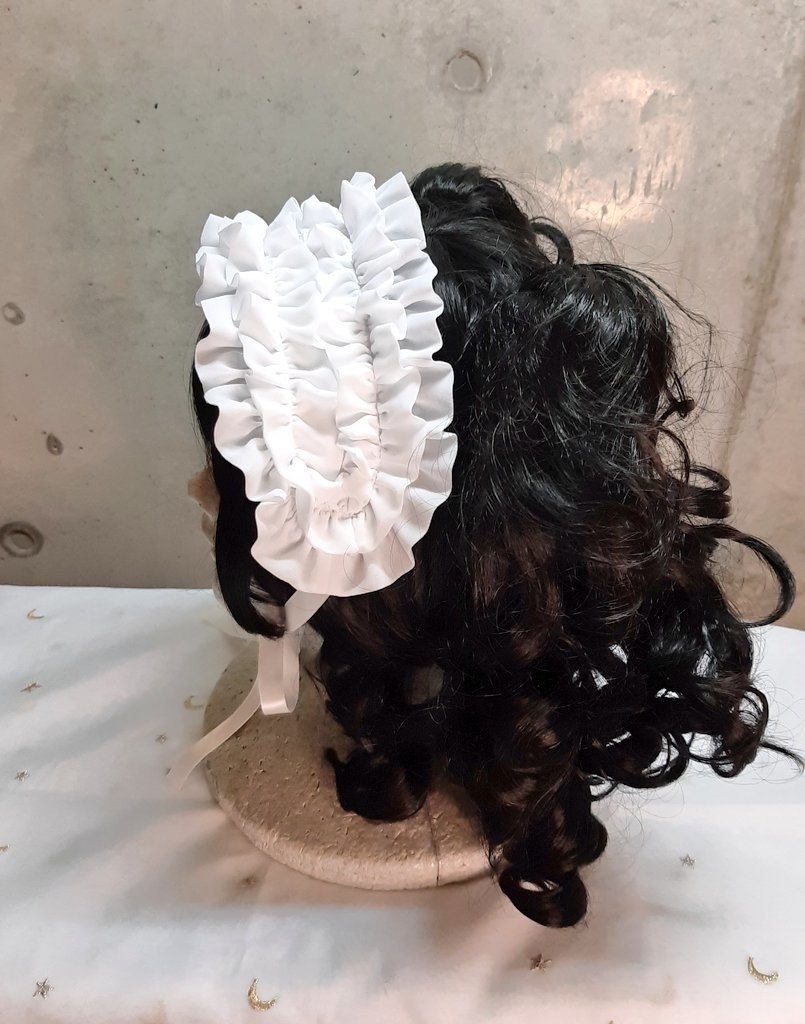 白シフォンダブルフリルヘッドドレス