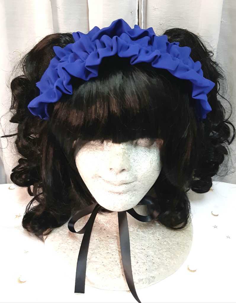 青シフォンフリルヘッドドレス