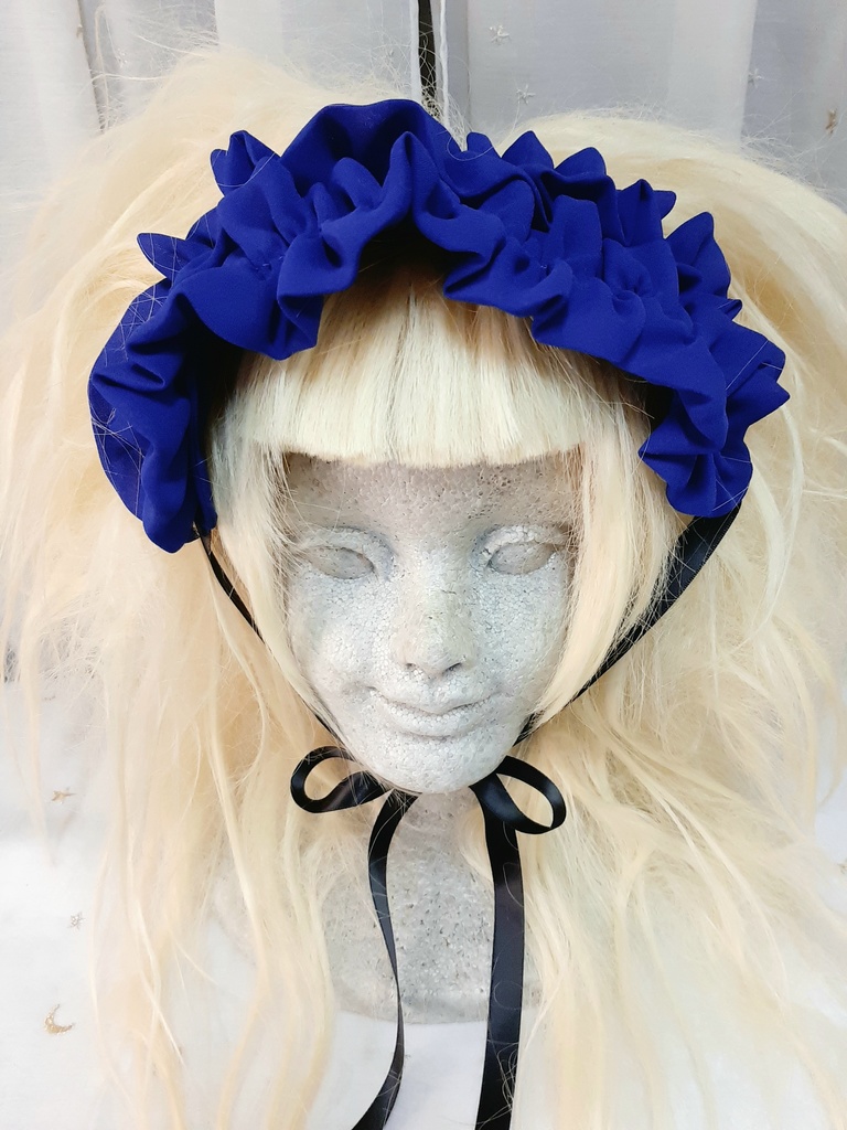 青シフォンフリルヘッドドレス