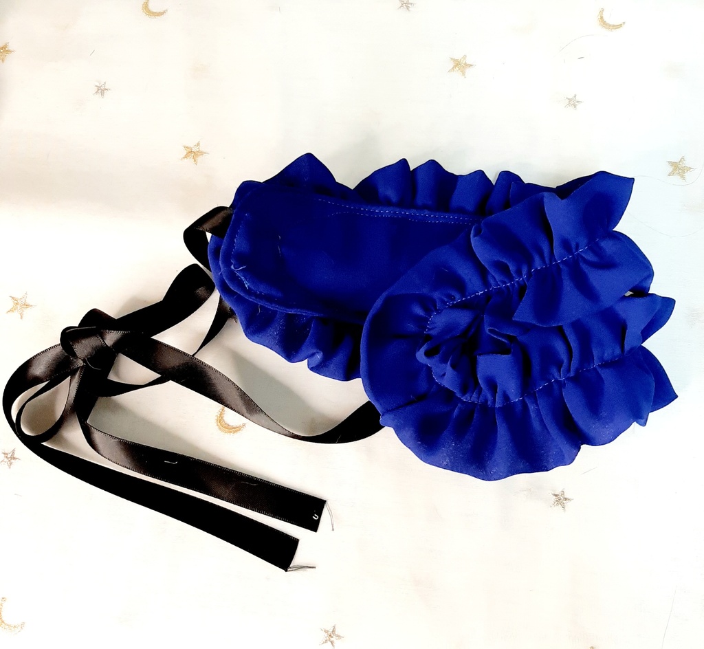 青シフォンフリルヘッドドレス