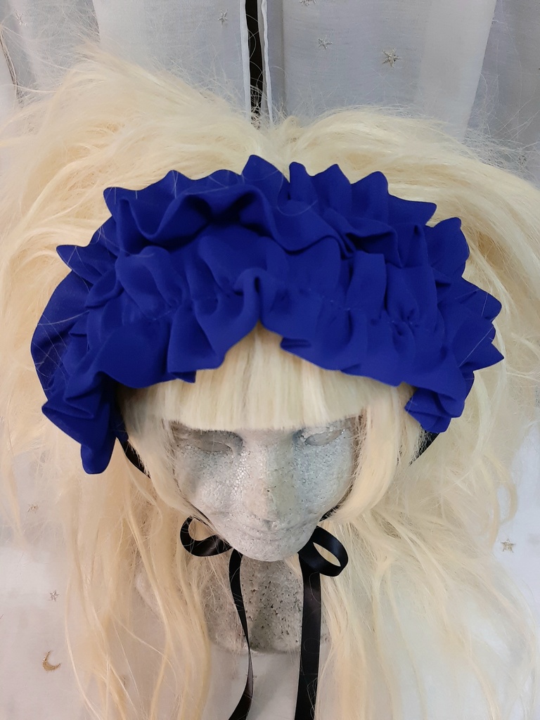 青シフォンフリルヘッドドレス