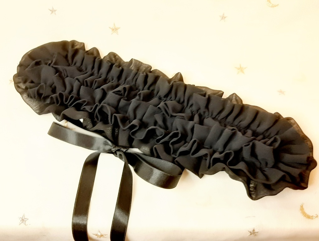 黒シフォンダブルフリルヘッドドレス