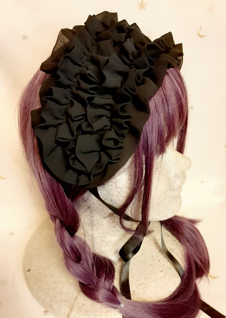 黒シフォンダブルフリルヘッドドレス