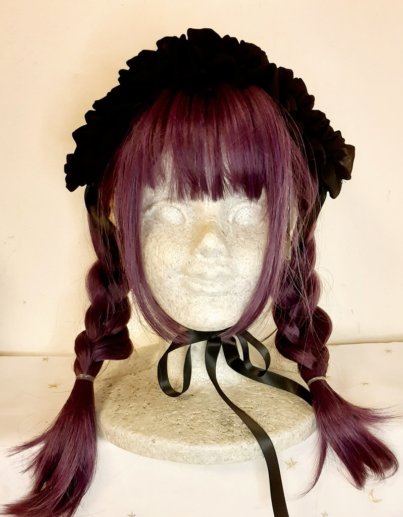 黒シフォンダブルフリルヘッドドレス