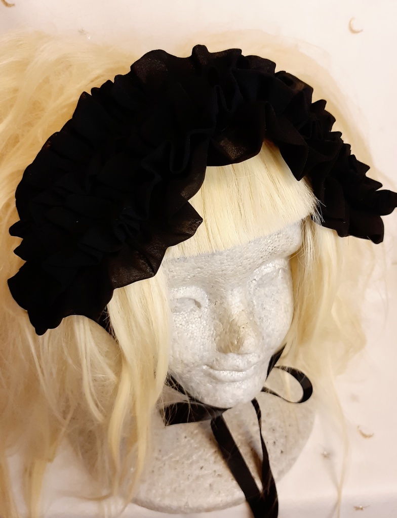 黒シフォンダブルフリルヘッドドレス