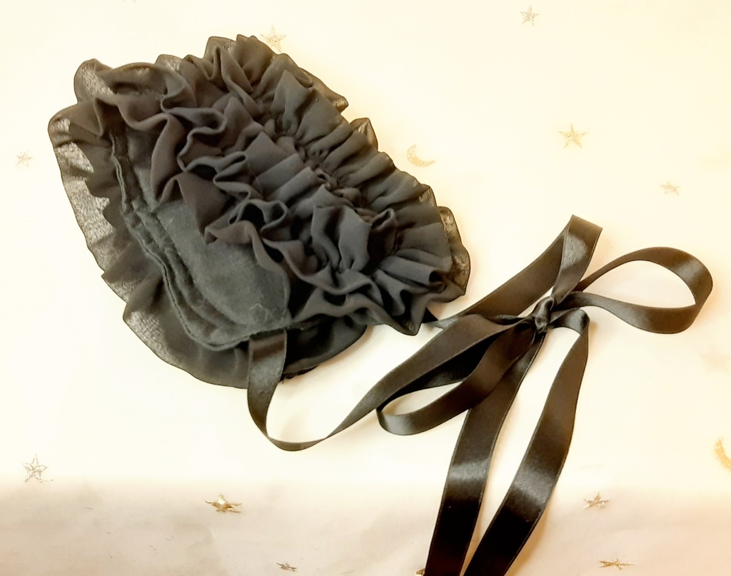 黒シフォンダブルフリルヘッドドレス