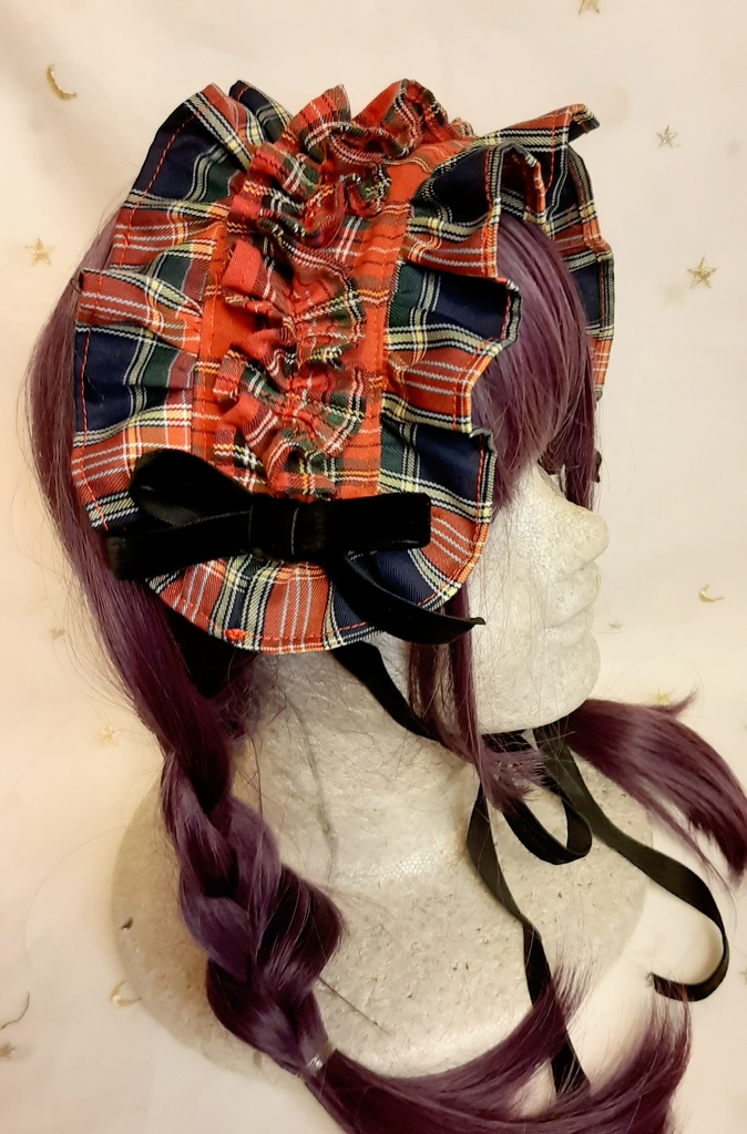 チェック✕チェックフリルヘッドドレス