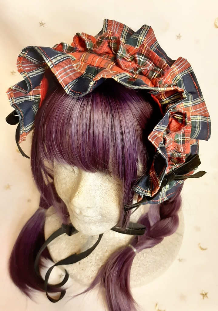 チェック✕チェックフリルヘッドドレス