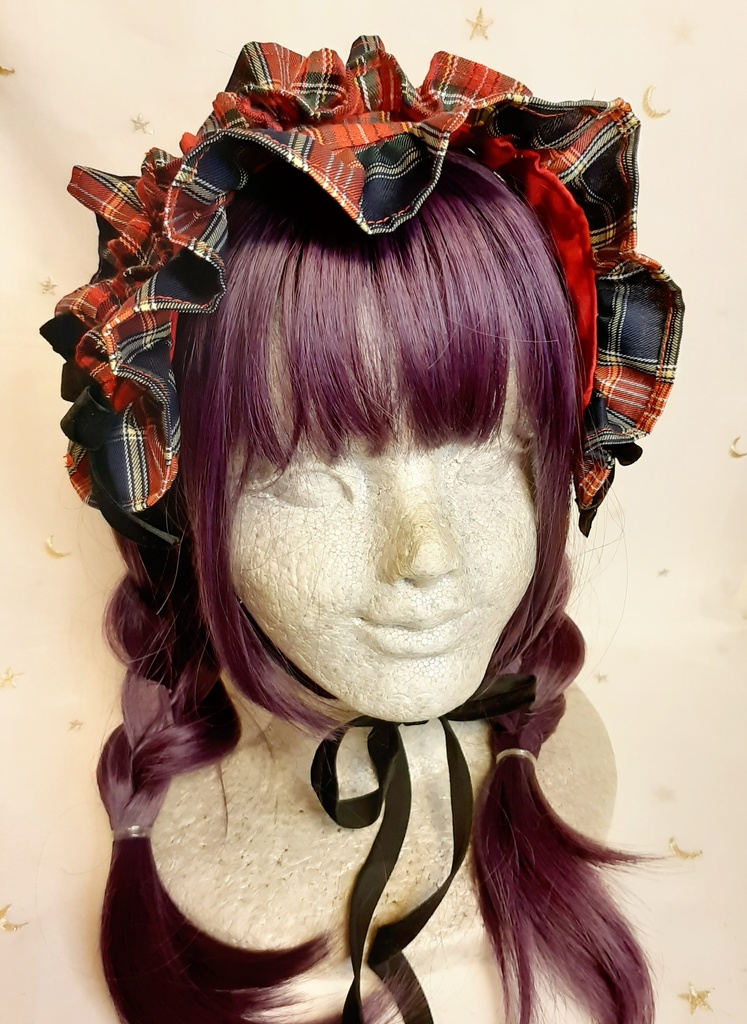 チェック✕チェックフリルヘッドドレス