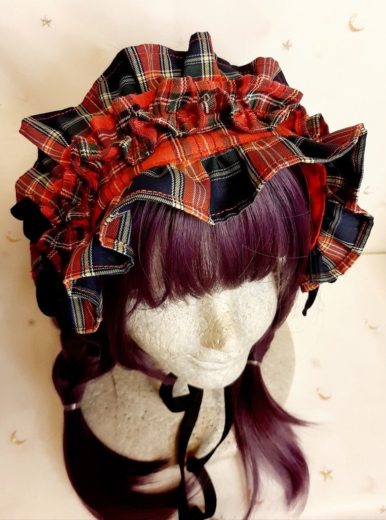 チェック✕チェックフリルヘッドドレス