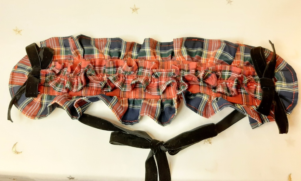 チェック✕チェックフリルヘッドドレス