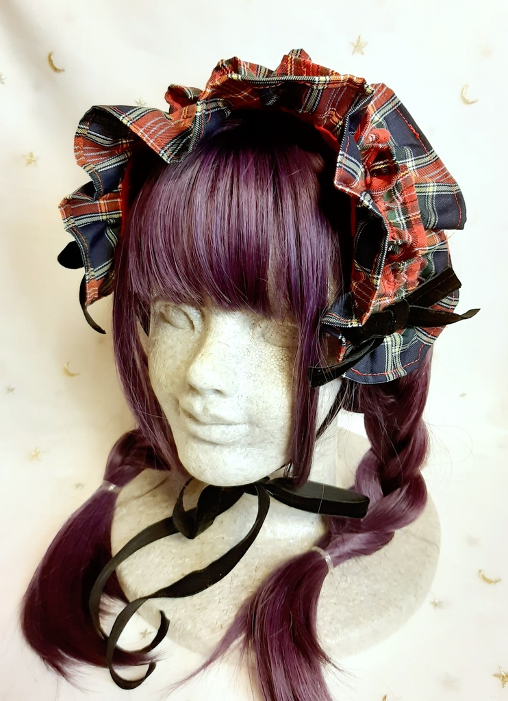 チェック✕チェックフリルヘッドドレス