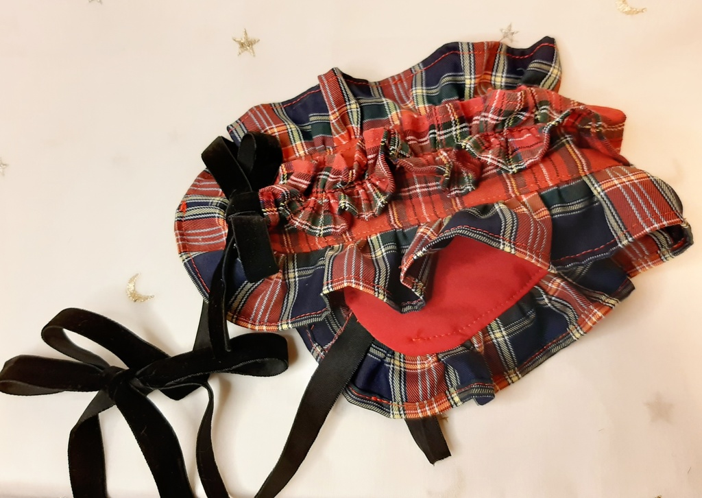 チェック✕チェックフリルヘッドドレス