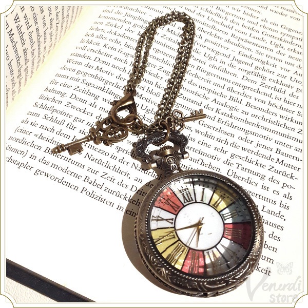 懐中時計 バッグチャーム　アンティーク調　カントリー カラフル　レトロ