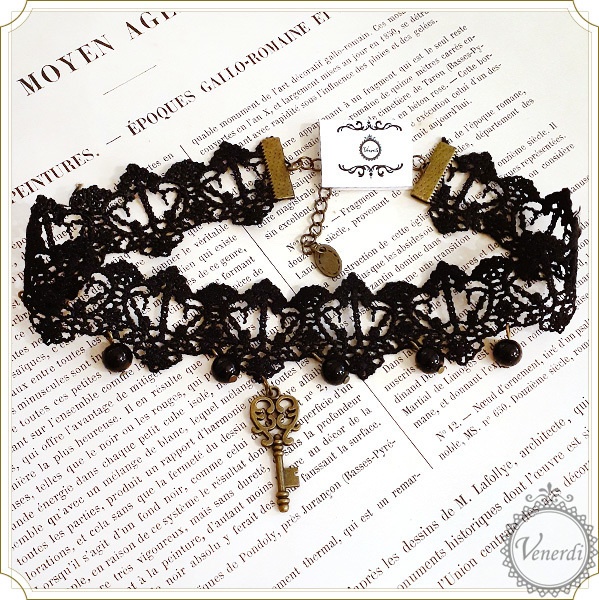 アンティーク調 鍵 レースチョーカー ネックレス ゴシック