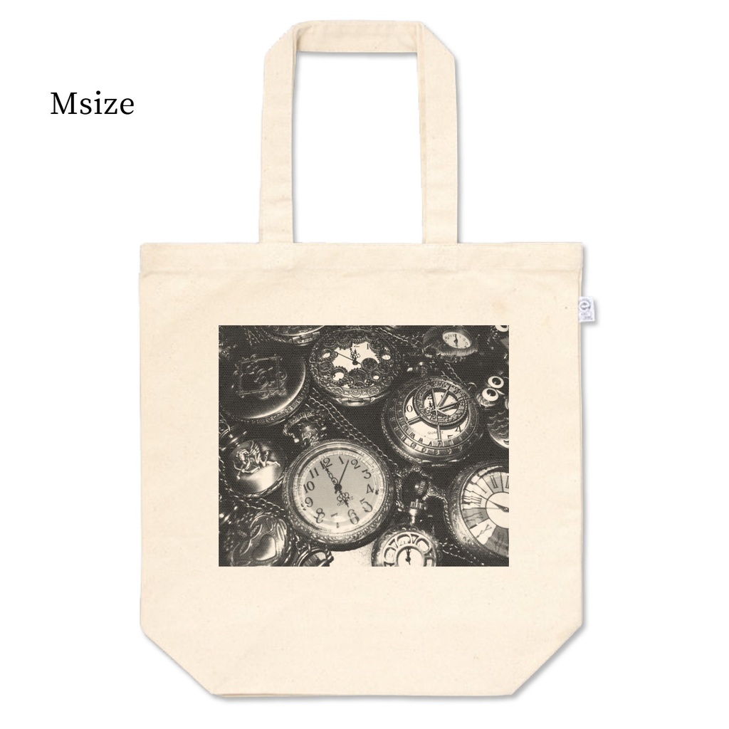 【booth店限定】懐中時計トートバッグ アンティーク キナリ ナチュラル