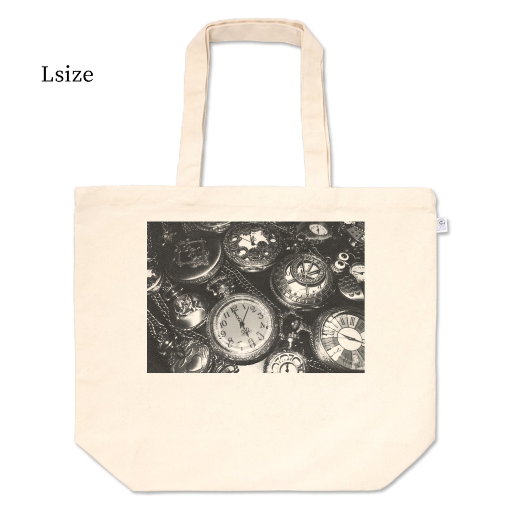 【booth店限定】懐中時計トートバッグ アンティーク キナリ ナチュラル