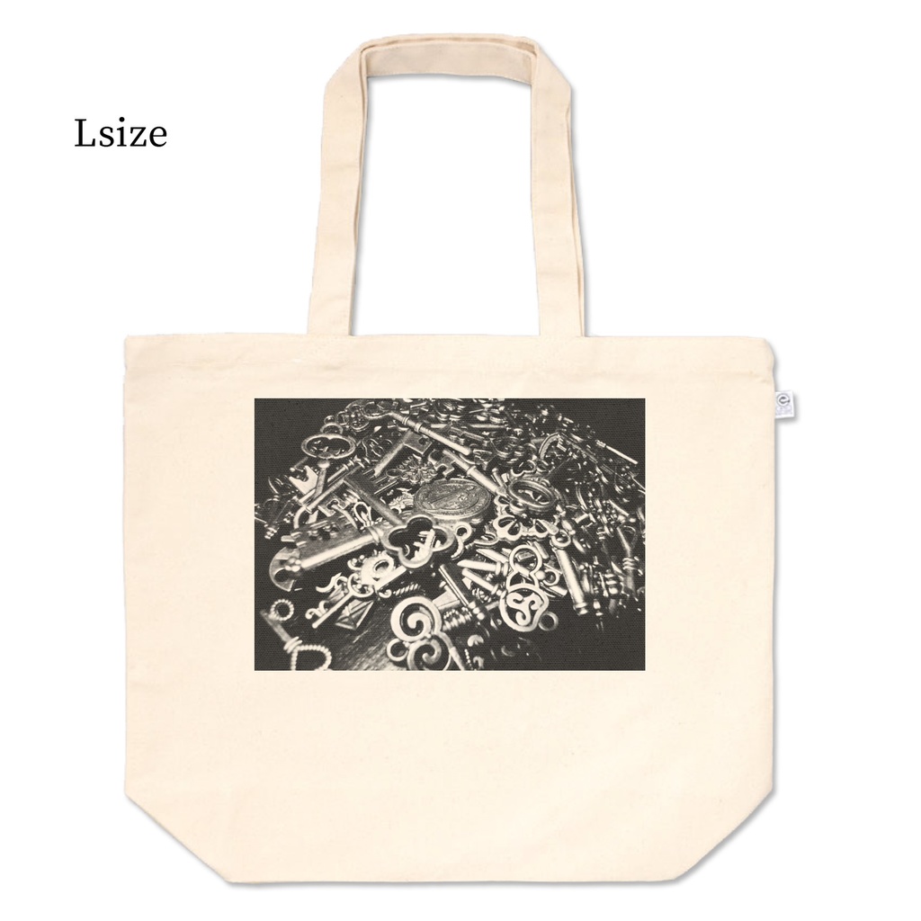 【booth店限定】トートバッグ 鍵1 アンティーク キナリ ナチュラル