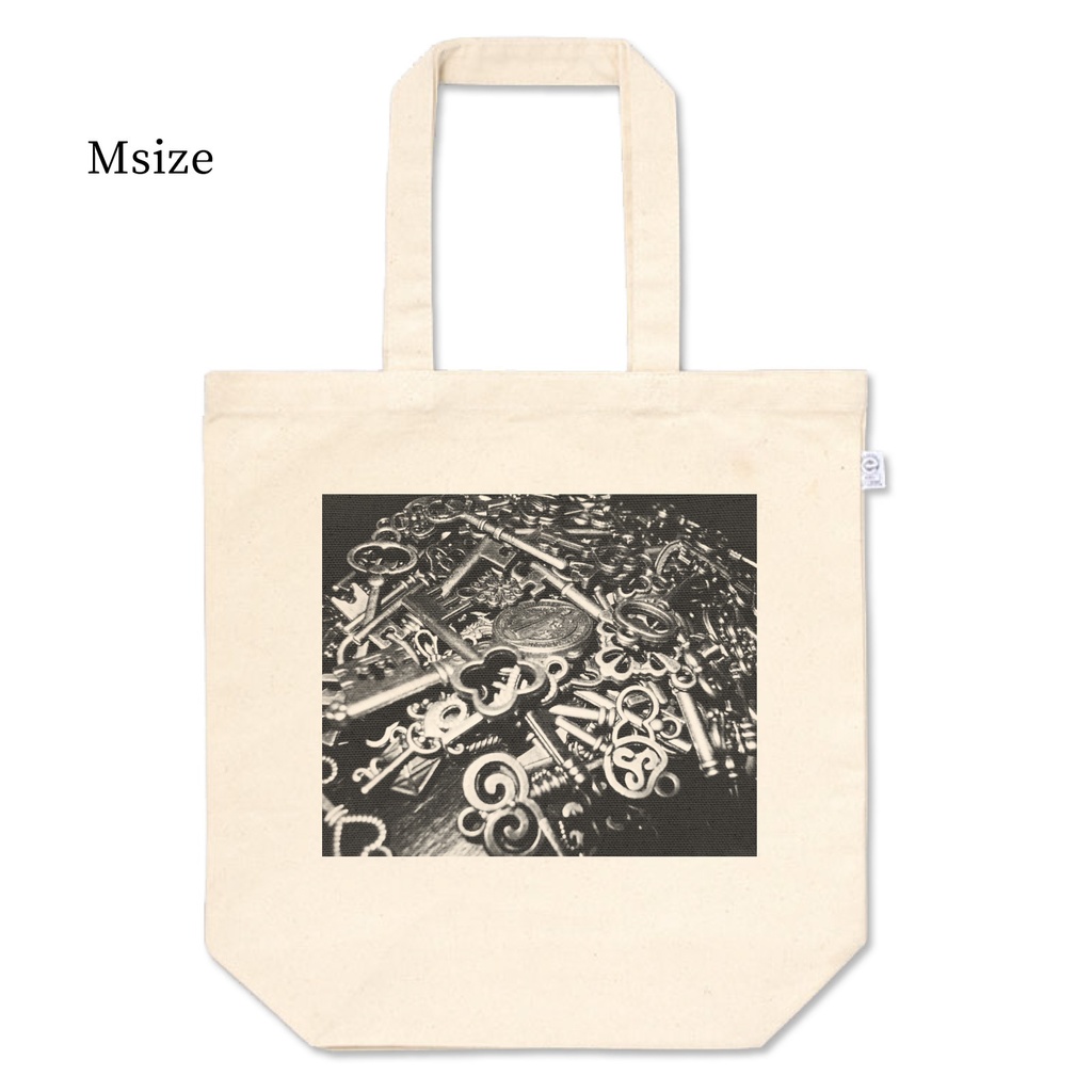 【booth店限定】トートバッグ 鍵1 アンティーク キナリ ナチュラル