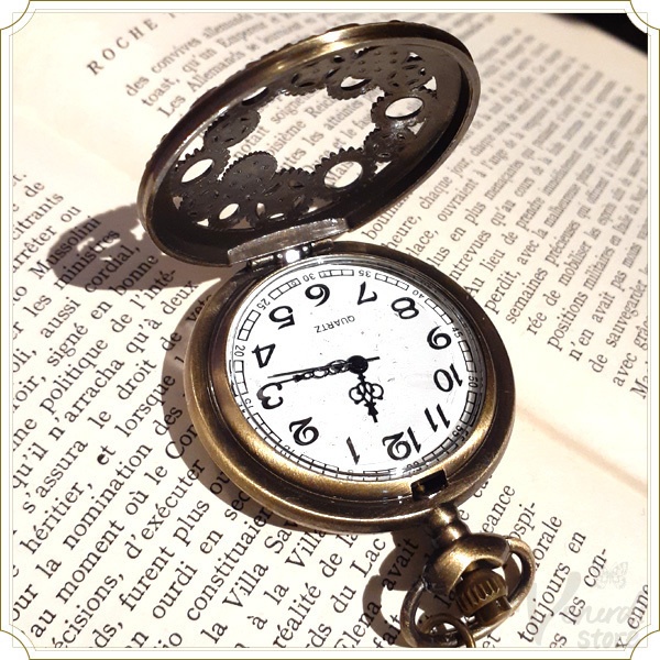 懐中時計バッグチャーム 歯車 アンティーク スチームパンク ギア