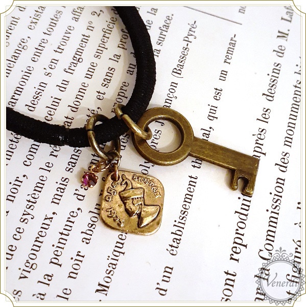 アンティーク調 鍵 ヘアゴム アジア風 コイン