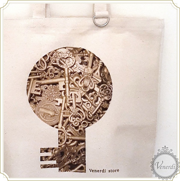 鍵穴から鍵 トートバッグ アンティーク オリジナル キナリ ナチュラル キャンバス