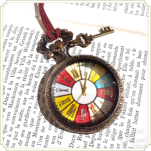 懐中時計　スエード紐ネックレス カントリー