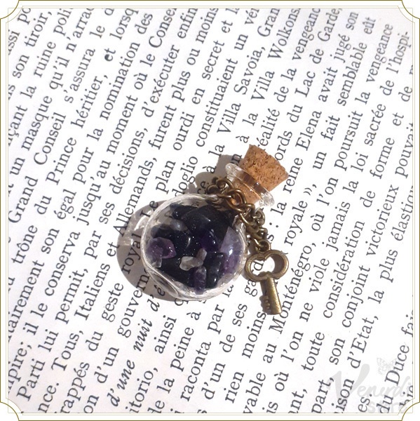 魔女の小瓶ネックレス 2way インテリア アメジスト&ブルーサンド