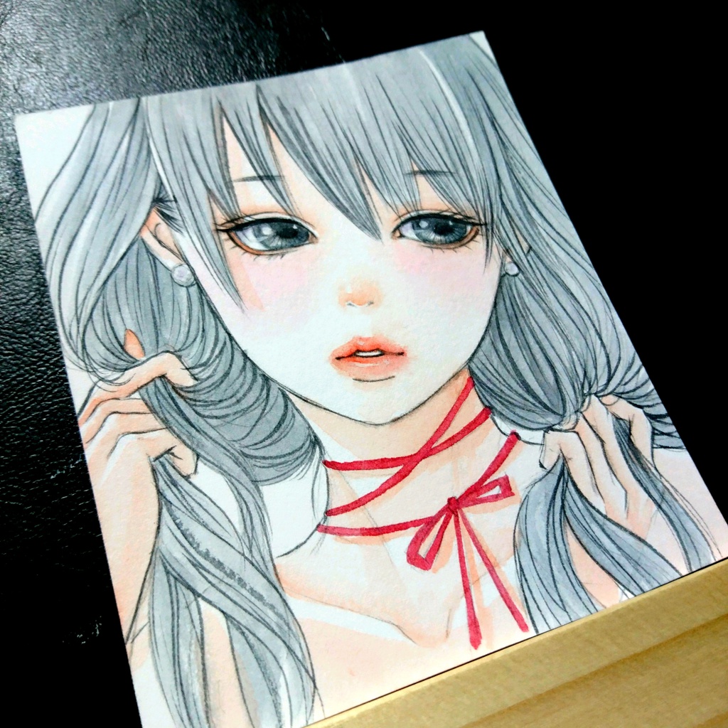 ■生原画■ ━ パールとリボン ━ 手描きイラスト